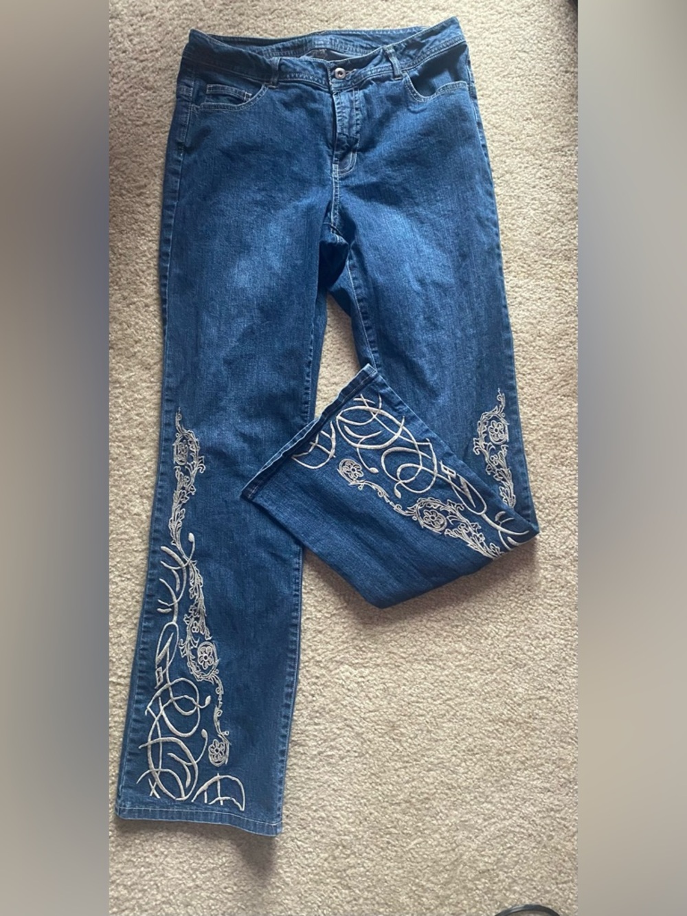 Y2K Embroidered Dark Blue Women’s Jeans